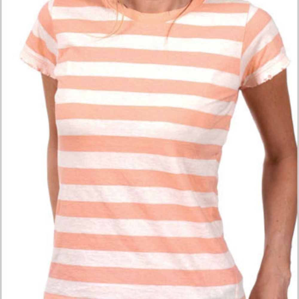 Nation Ltd. Striped Crewneck Tee (Peach/Vanilla)
